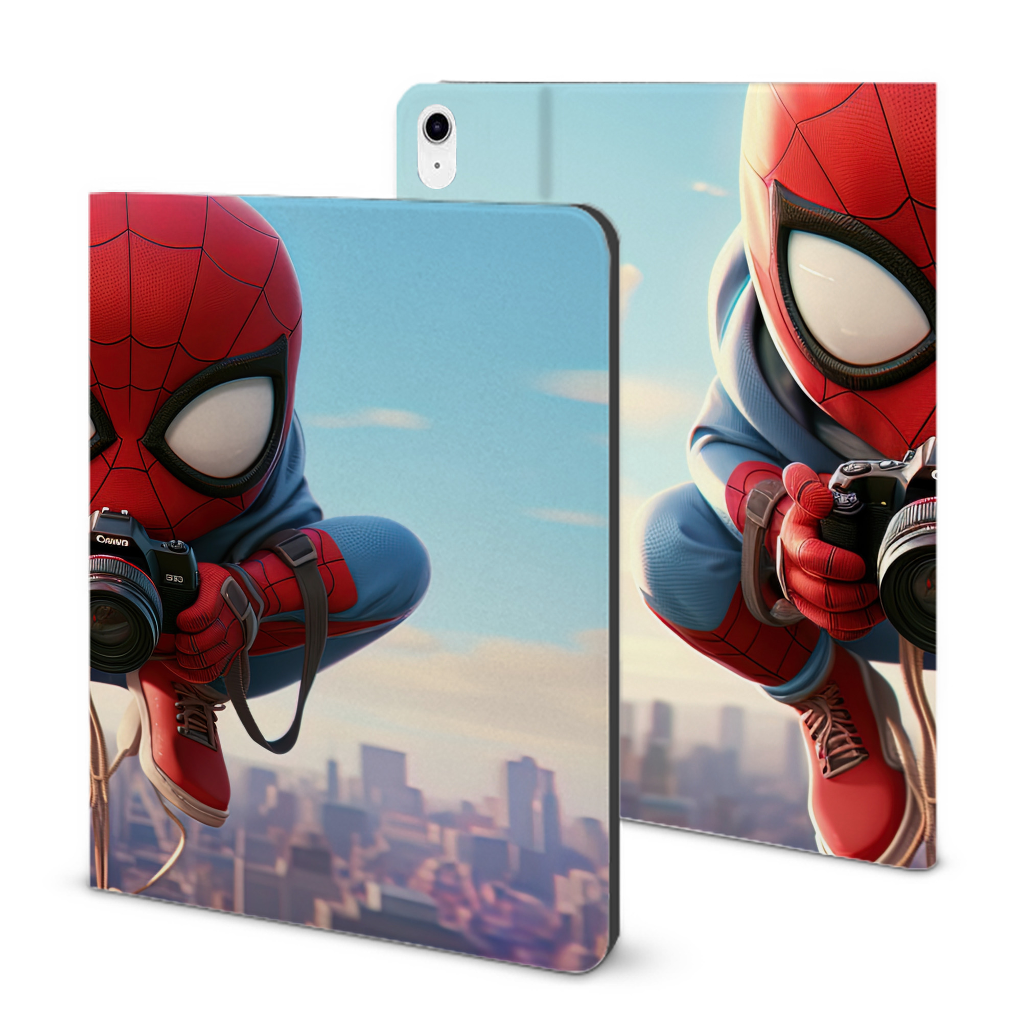 （画像用） Spider Man スパイダーマン IPad ケース ブック型 PUレザー TPU 耐衝撃 軽量 薄型 ペン収納なし 全面保護 IPad 各モデル対応